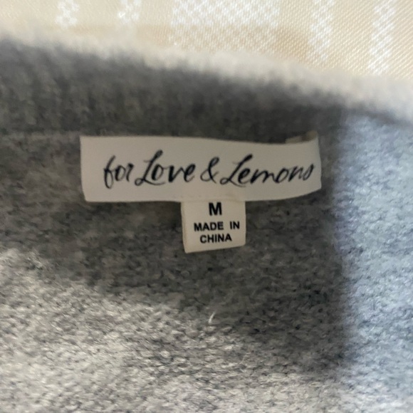 For Love And Lemons Arinah Gray Cardigan with White scalloped Lace Trim - Picture 10 of 10